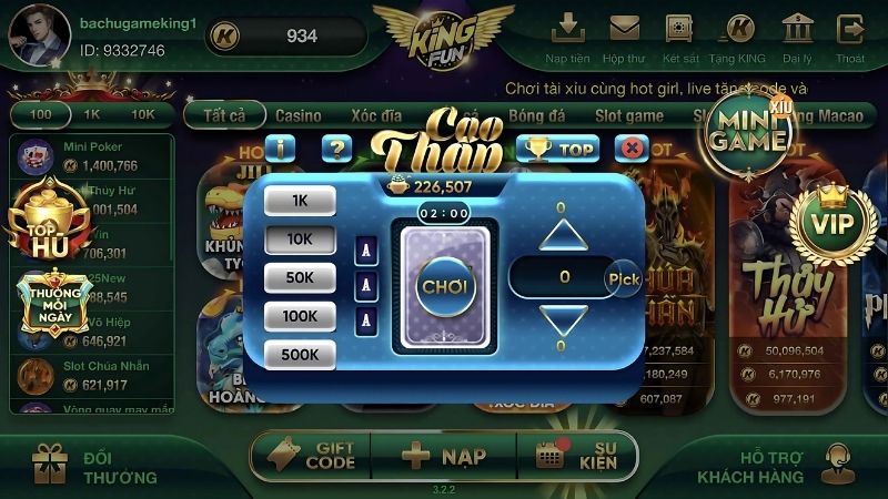 tỷ lệ trả thưởng game cao thấp Kingfun